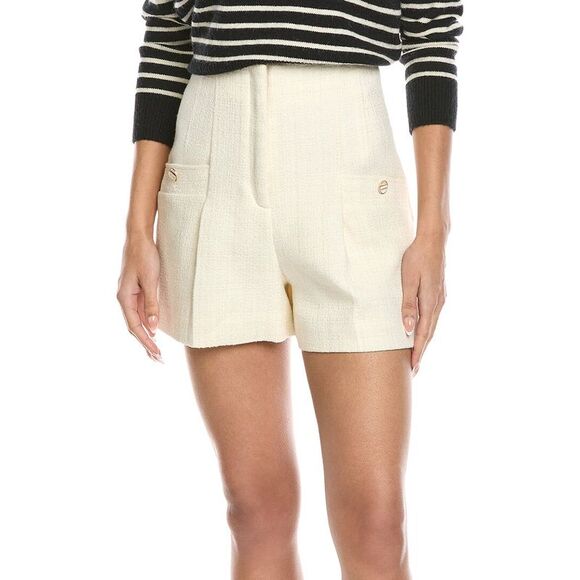 Sandro Womens Tweed Short, Beige - Picture 1 of 4